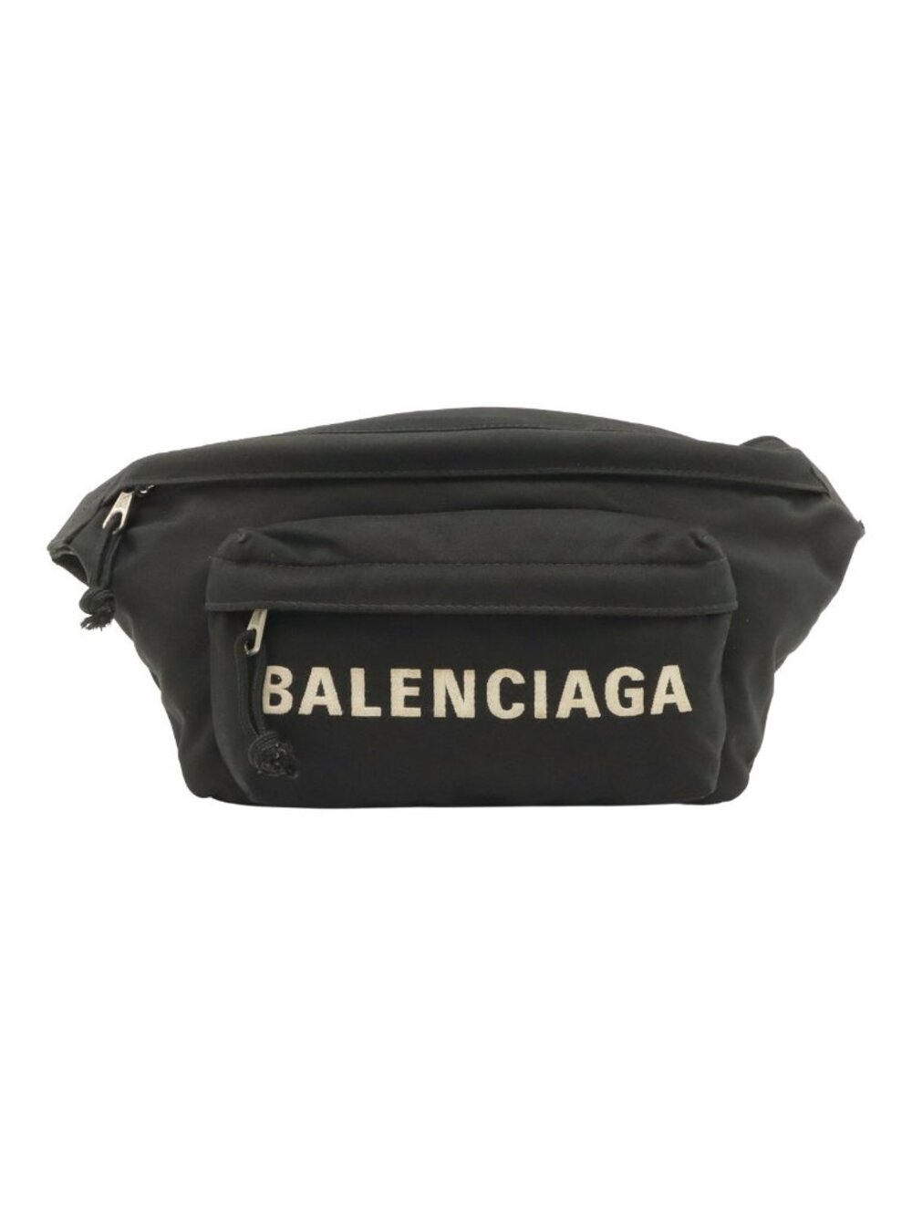 Balenciaga Wheel Logo Belt Bag Waist Pouch Bag Nylon Canvas Black